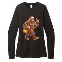 Santa Bigfoot Christmas Lights Rock Funny Sasquatch Believe Womens CVC Long Sleeve Shirt