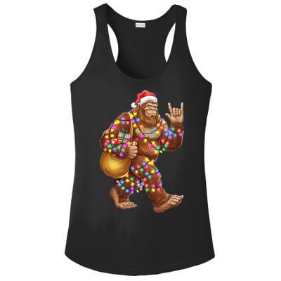 Santa Bigfoot Christmas Lights Rock Funny Sasquatch Believe Ladies PosiCharge Competitor Racerback Tank