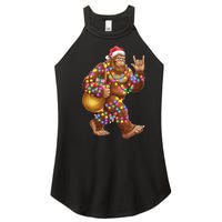 Santa Bigfoot Christmas Lights Rock Funny Sasquatch Believe Women's Perfect Tri Rocker Tank