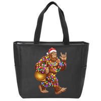 Santa Bigfoot Christmas Lights Rock Funny Sasquatch Believe Zip Tote Bag