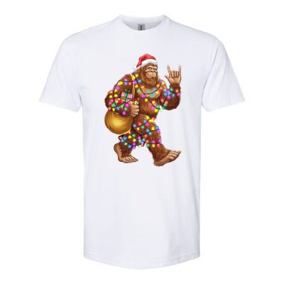 Santa Bigfoot Christmas Lights Rock Funny Sasquatch Believe Softstyle CVC T-Shirt