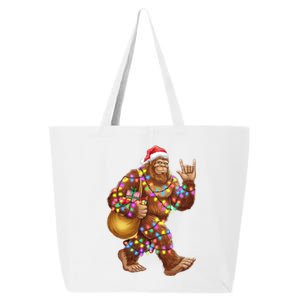 Santa Bigfoot Christmas Lights Rock Funny Sasquatch Believe 25L Jumbo Tote