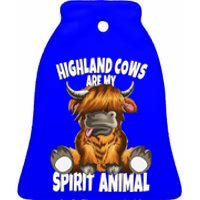 Scottish Beef Cow Highland Cows Are My Spirit Animal Ceramic Bell Ornament