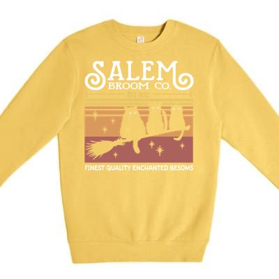 Salem Broom Company Est 1692 Halloween Salem Witch Cat Broom Gift Premium Crewneck Sweatshirt