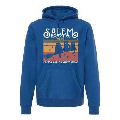 Salem Broom Company Est 1692 Halloween Salem Witch Cat Broom Gift Premium Hoodie