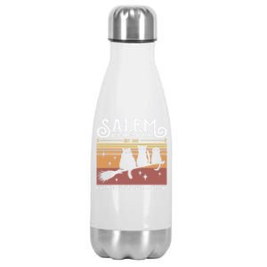 Salem Broom Company Est 1692 Halloween Salem Witch Cat Broom Gift Stainless Steel Insulated Water Bottle