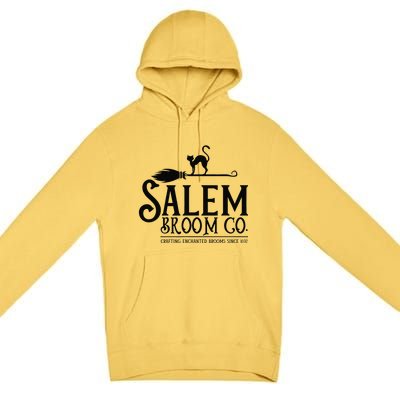 Salem Broom Company Witch Costume Funny Halloween Black Cat Premium Pullover Hoodie