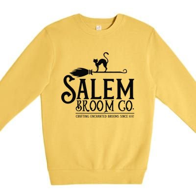 Salem Broom Company Witch Costume Funny Halloween Black Cat Premium Crewneck Sweatshirt