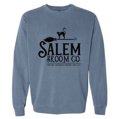 Salem Broom Company Witch Costume Funny Halloween Black Cat Garment-Dyed Sweatshirt