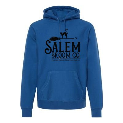 Salem Broom Company Witch Costume Funny Halloween Black Cat Premium Hoodie