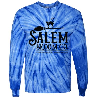 Salem Broom Company Witch Costume Funny Halloween Black Cat Tie-Dye Long Sleeve Shirt