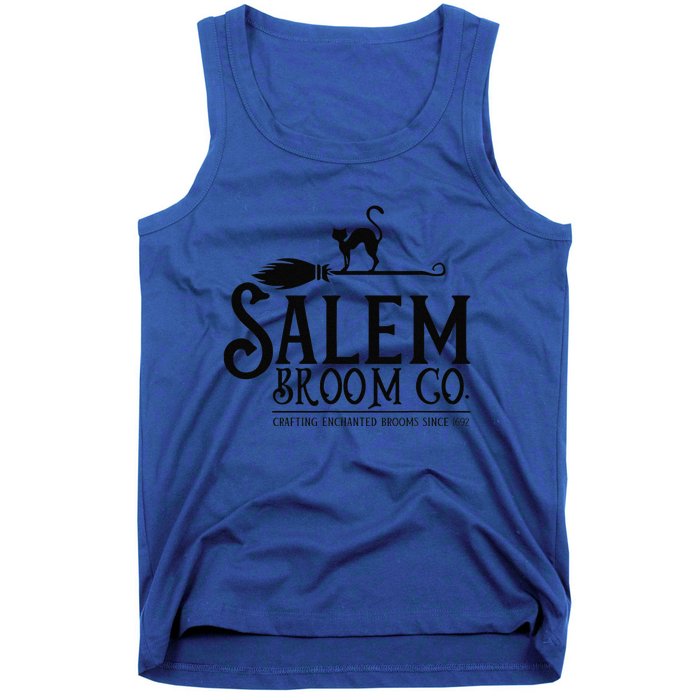 Salem Broom Company Witch Costume Funny Halloween Black Cat Tank Top