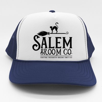 Salem Broom Company Witch Costume Funny Halloween Black Cat Trucker Hat