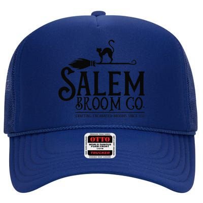 Salem Broom Company Witch Costume Funny Halloween Black Cat High Crown Mesh Back Trucker Hat