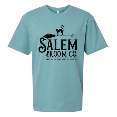 Salem Broom Company Witch Costume Funny Halloween Black Cat Sueded Cloud Jersey T-Shirt