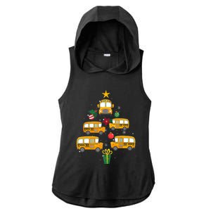 School Bus Christmas Tree Funny Boys Girls Xmas Pajama Ladies PosiCharge Tri-Blend Wicking Draft Hoodie Tank