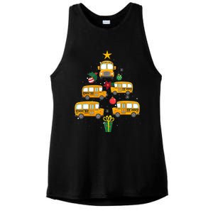 School Bus Christmas Tree Funny Boys Girls Xmas Pajama Ladies PosiCharge Tri-Blend Wicking Tank