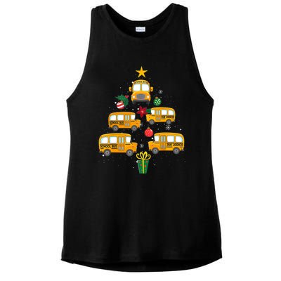 School Bus Christmas Tree Funny Boys Girls Xmas Pajama Ladies PosiCharge Tri-Blend Wicking Tank