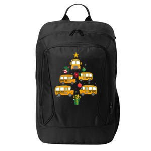 School Bus Christmas Tree Funny Boys Girls Xmas Pajama City Backpack