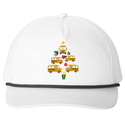 School Bus Christmas Tree Funny Boys Girls Xmas Pajama Snapback Five-Panel Rope Hat