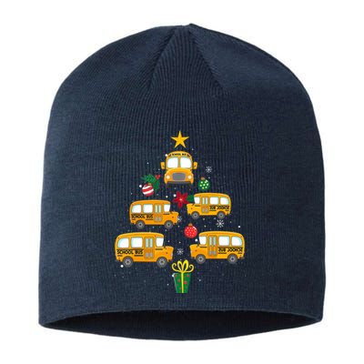 School Bus Christmas Tree Funny Boys Girls Xmas Pajama Sustainable Beanie