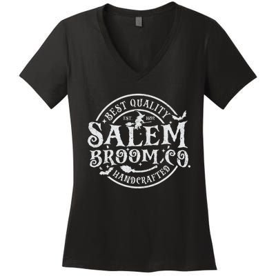 Salem Broom Company Est 1692 Halloween Classic Funny Witch Women's V-Neck T-Shirt