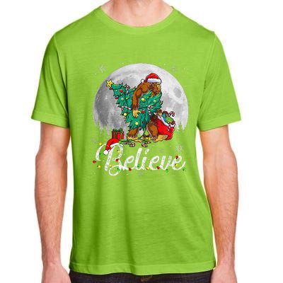 Santa Bigfoot Christmas Lights Funny Sasquatch Believe Xmas Adult ChromaSoft Performance T-Shirt