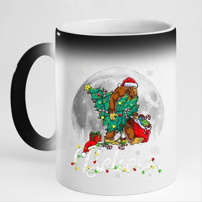 Santa Bigfoot Christmas Lights Funny Sasquatch Believe Xmas 11oz Black Color Changing Mug