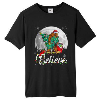 Santa Bigfoot Christmas Lights Funny Sasquatch Believe Xmas Tall Fusion ChromaSoft Performance T-Shirt