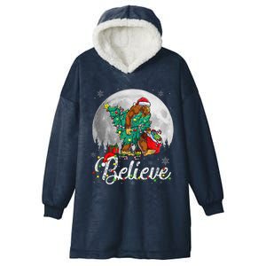 Santa Bigfoot Christmas Lights Funny Sasquatch Believe Xmas Hooded Wearable Blanket