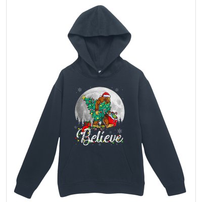 Santa Bigfoot Christmas Lights Funny Sasquatch Believe Xmas Urban Pullover Hoodie