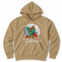 Santa Bigfoot Christmas Lights Funny Sasquatch Believe Xmas Hoodie