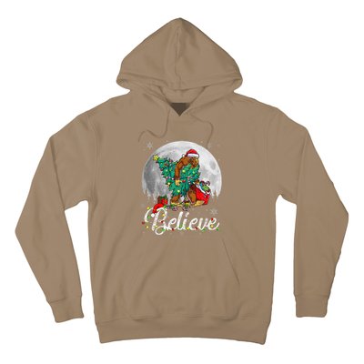 Santa Bigfoot Christmas Lights Funny Sasquatch Believe Xmas Hoodie