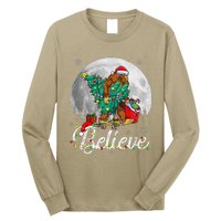 Santa Bigfoot Christmas Lights Funny Sasquatch Believe Xmas Long Sleeve Shirt