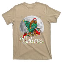 Santa Bigfoot Christmas Lights Funny Sasquatch Believe Xmas T-Shirt