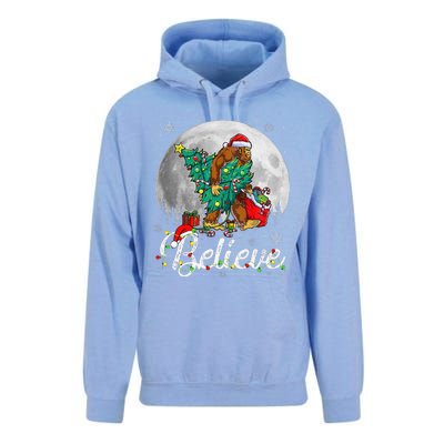 Santa Bigfoot Christmas Lights Funny Sasquatch Believe Xmas Unisex Surf Hoodie