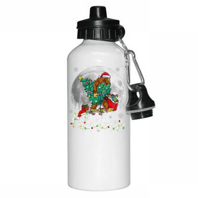 Santa Bigfoot Christmas Lights Funny Sasquatch Believe Xmas Aluminum Water Bottle