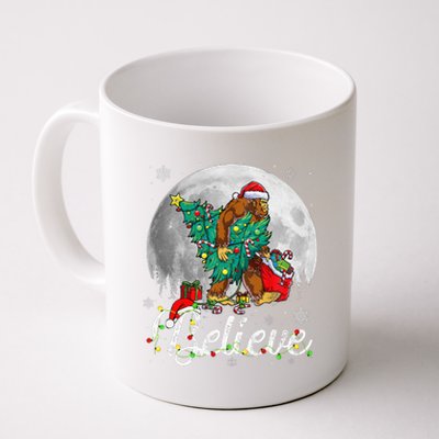 Santa Bigfoot Christmas Lights Funny Sasquatch Believe Xmas Coffee Mug