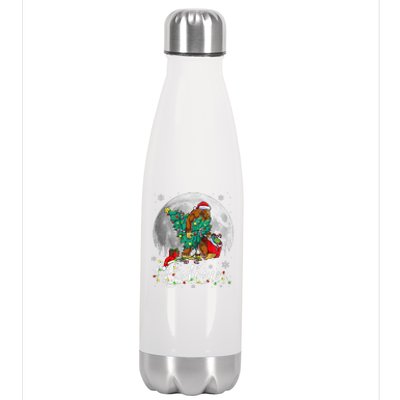 Santa Bigfoot Christmas Lights Funny Sasquatch Believe Xmas Stainless Steel Insulated Water Bottle