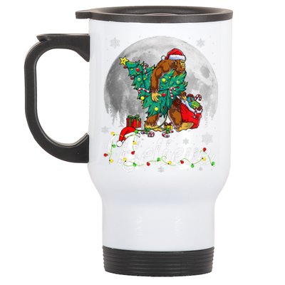 Santa Bigfoot Christmas Lights Funny Sasquatch Believe Xmas Stainless Steel Travel Mug