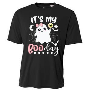 Spooky Birthday Celebration: Cute Ghost with Pink Bow Cooling Performance Crew T-Shirt