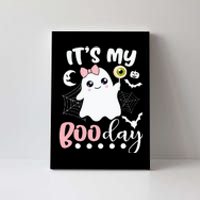 Spooky Birthday Celebration: Cute Ghost with Pink Bow Canvas