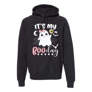 Spooky Birthday Celebration: Cute Ghost with Pink Bow Premium Hoodie