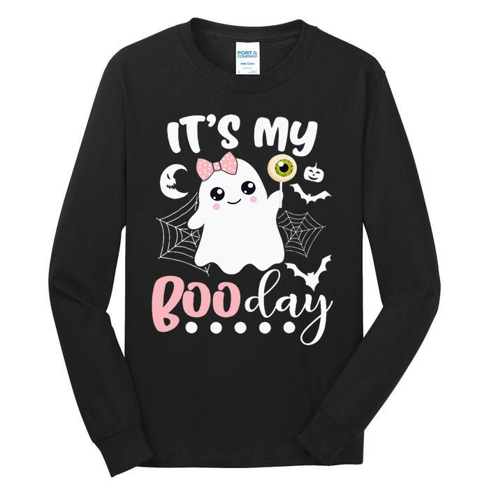 Spooky Birthday Celebration: Cute Ghost with Pink Bow Tall Long Sleeve T-Shirt