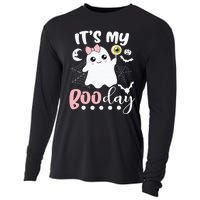 Spooky Birthday Celebration: Cute Ghost with Pink Bow Cooling Performance Long Sleeve Crew