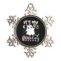 Spooky Birthday Celebration: Cute Ghost with Pink Bow Metallic Star Ornament