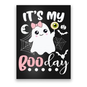 Spooky Birthday Celebration: Cute Ghost with Pink Bow Poster