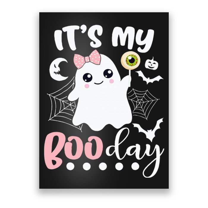 Spooky Birthday Celebration: Cute Ghost with Pink Bow Poster