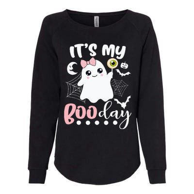 Spooky Birthday Celebration: Cute Ghost with Pink Bow Womens California Wash Sweatshirt