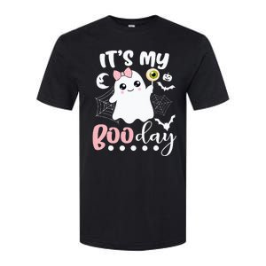 Spooky Birthday Celebration: Cute Ghost with Pink Bow Softstyle CVC T-Shirt